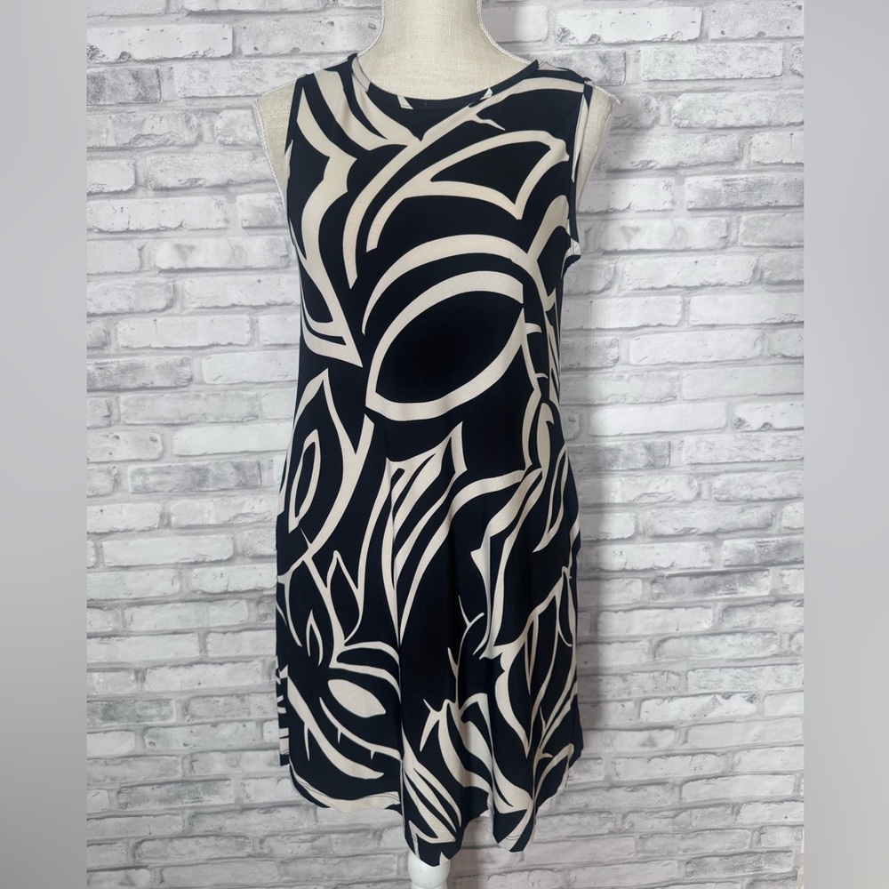 Lily Black and Cream Patterned Midi Dress
